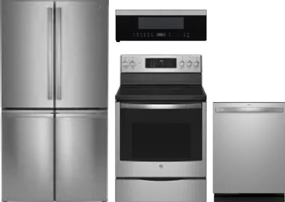 4 Piece Package Includes Refrigerator, Range, Microwave And Dishwasher